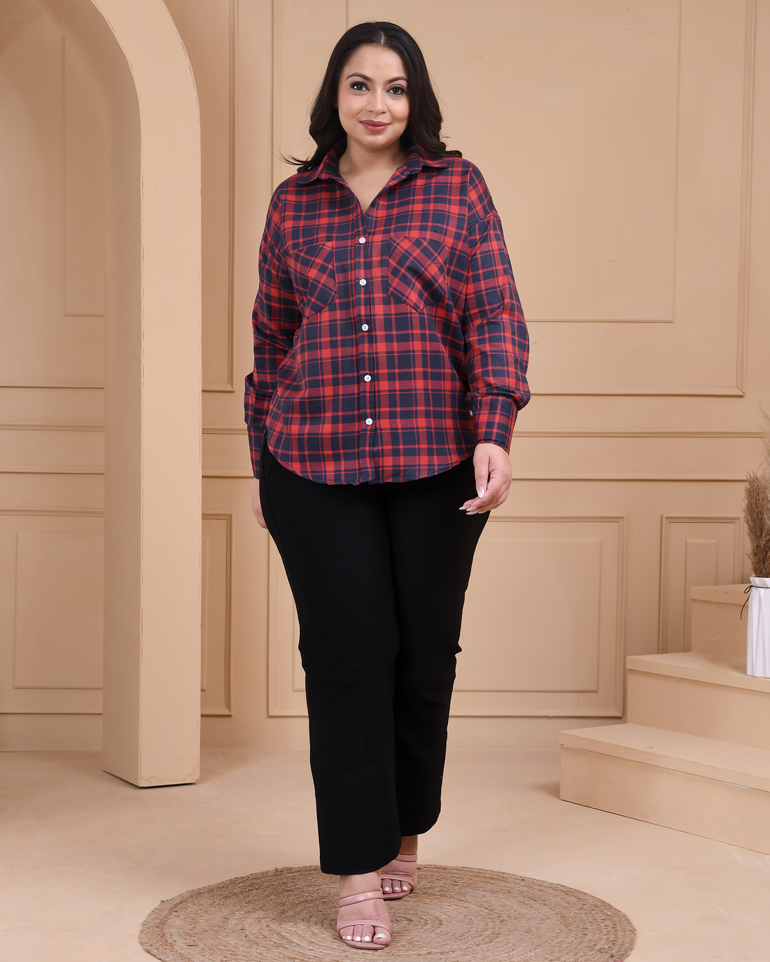 WOMEN PLAIN CHECKERED BOYFRIEND SHIRTS