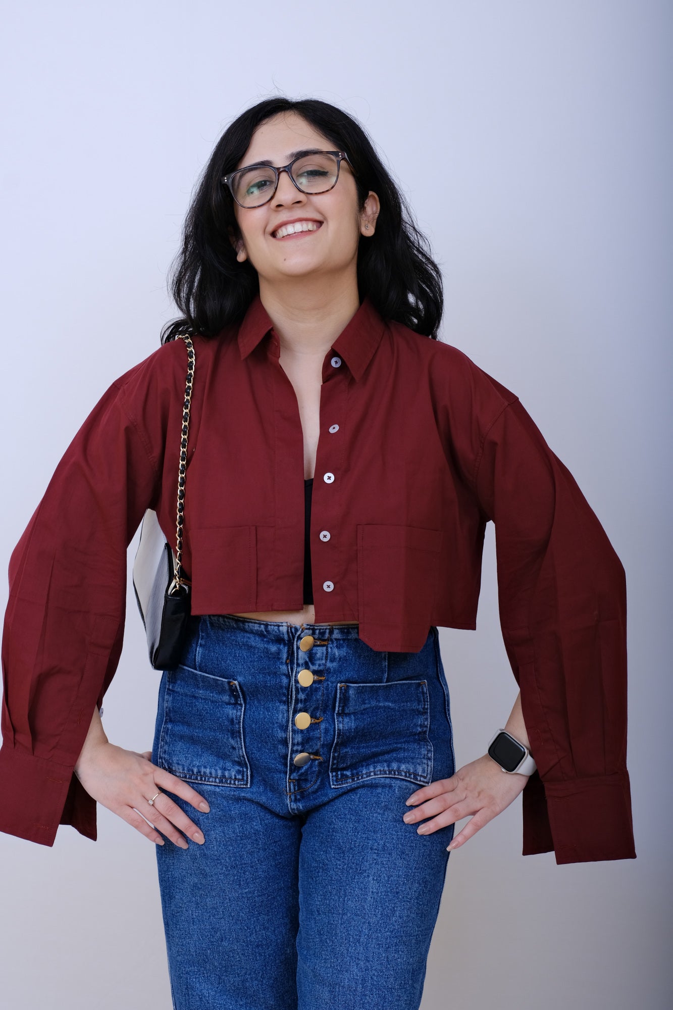 WOMEN CROPPED SOLID SHIRTS